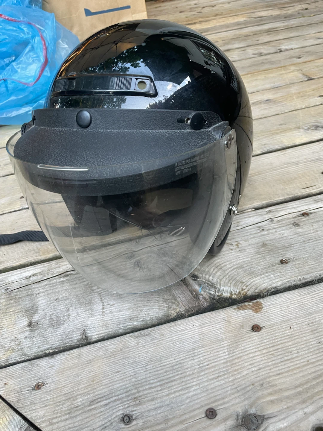 Black T DOT Motorcycle Helmet with Visor - photo 3