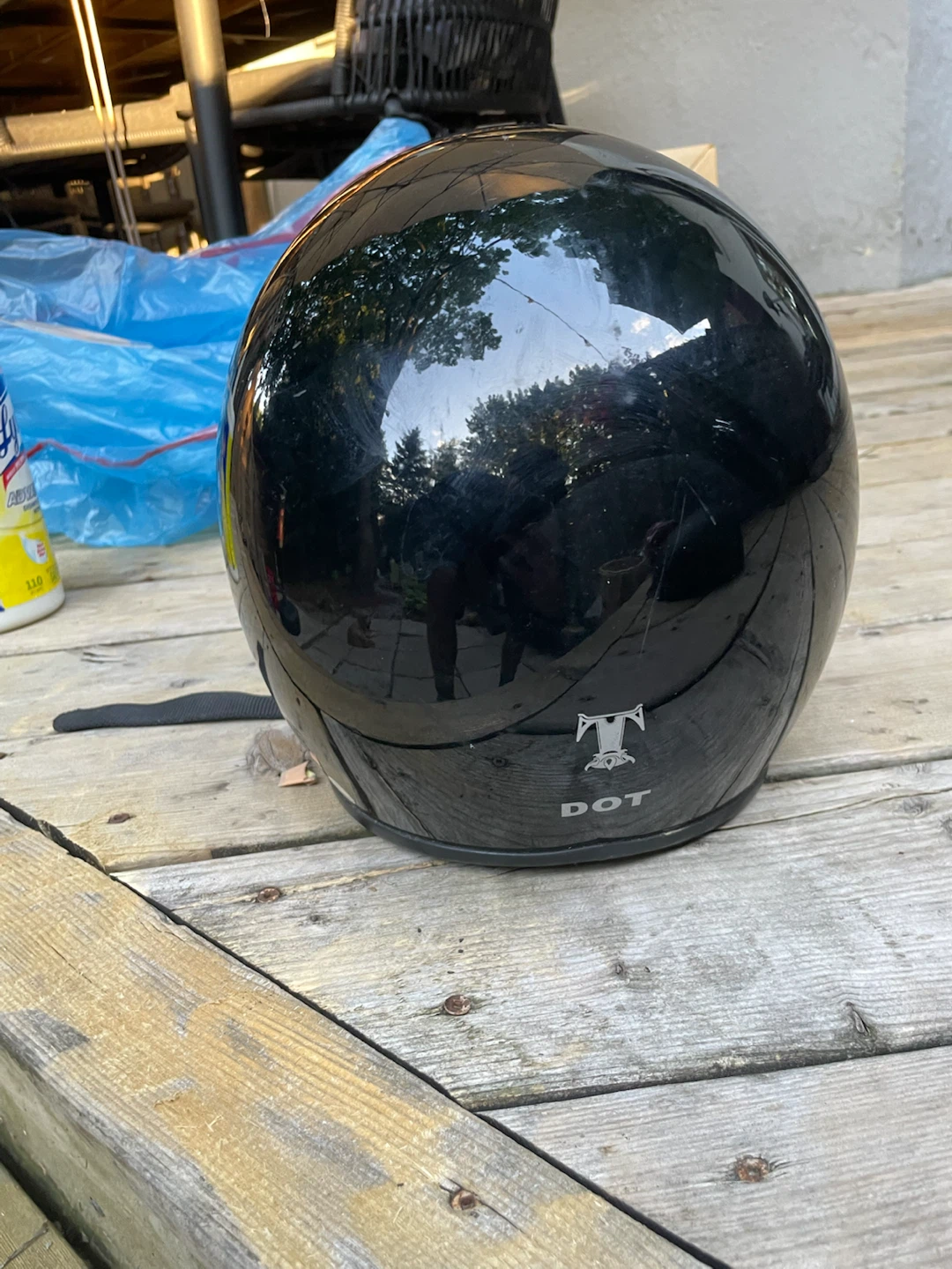 Black T DOT Motorcycle Helmet with Visor - photo 4