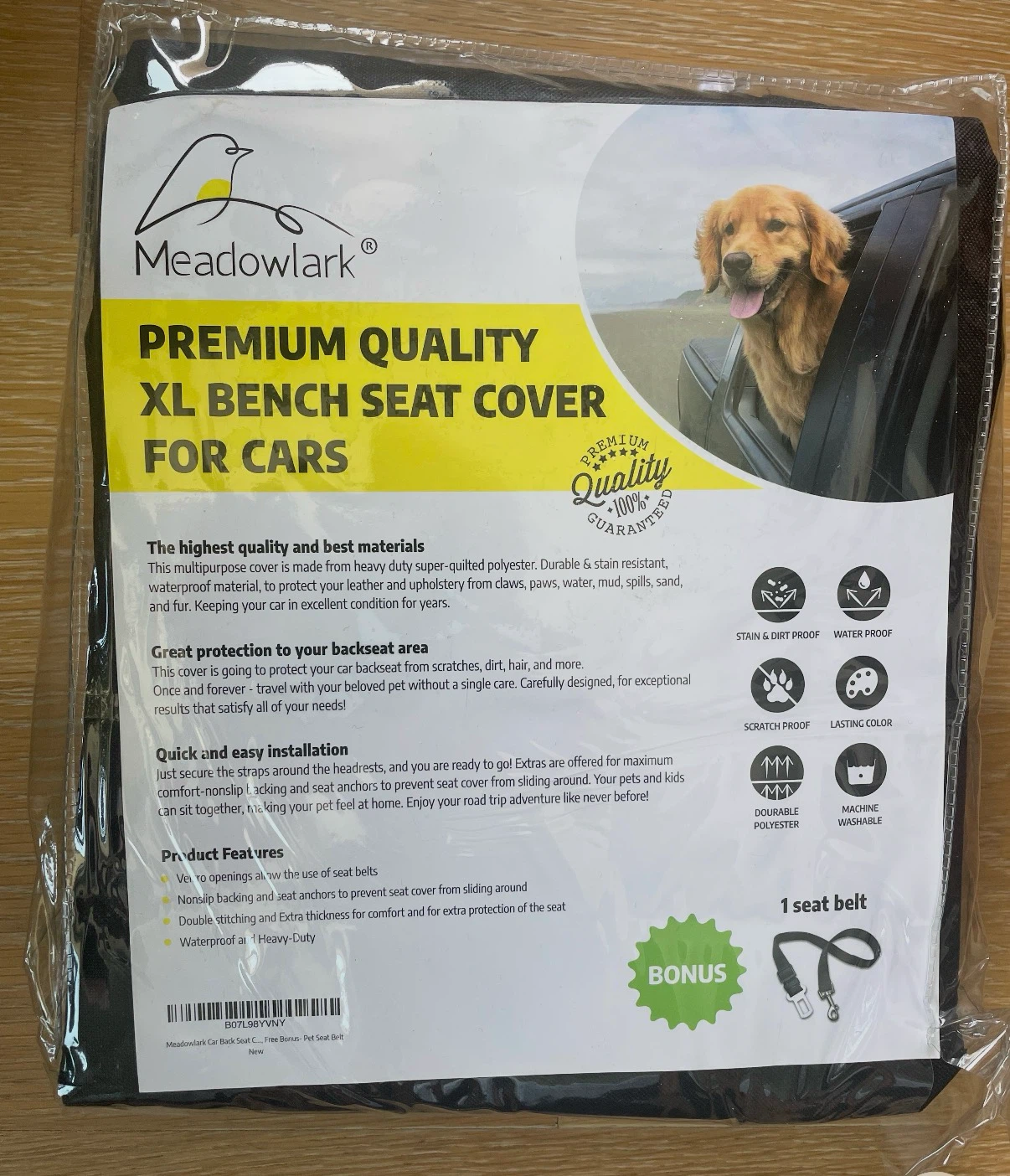Meadowlark Dog Seat Cover XL Bench Seat Cover - Black - photo 2