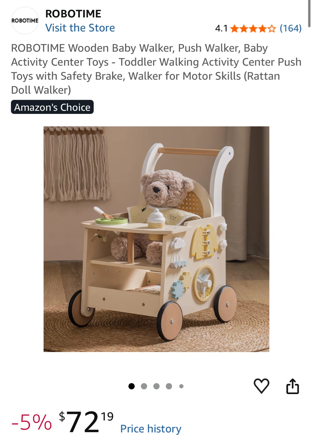 Wooden baby walker - photo 3