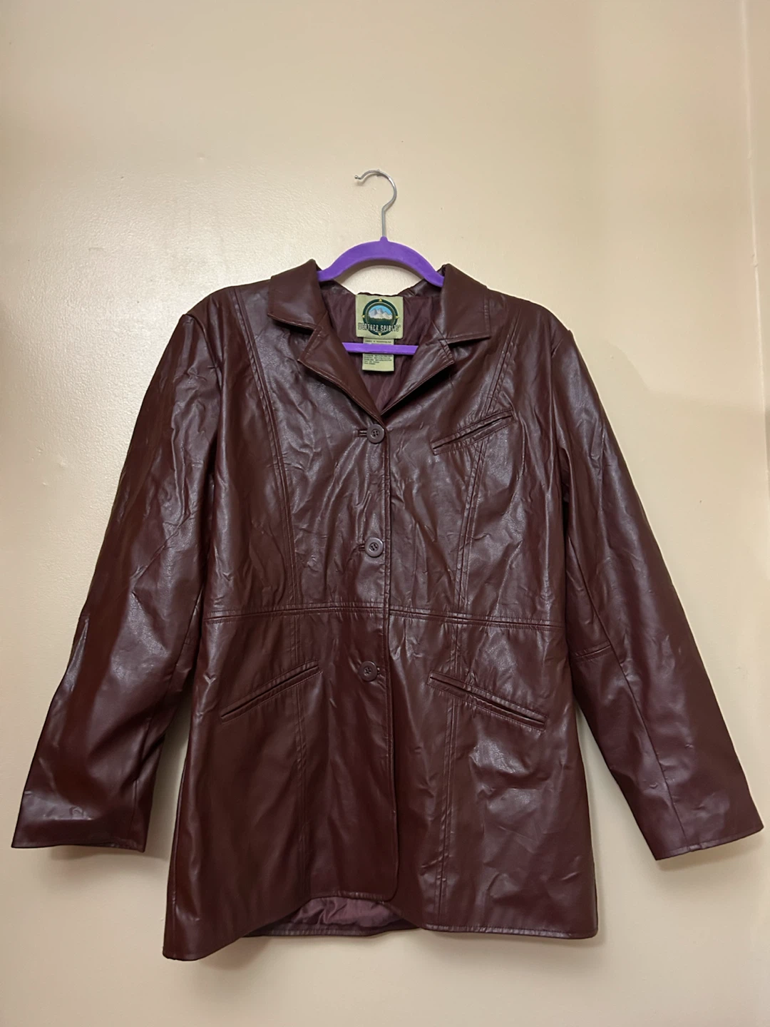 Weather Spirits Women's Medium Faux Leather Brown Jacket