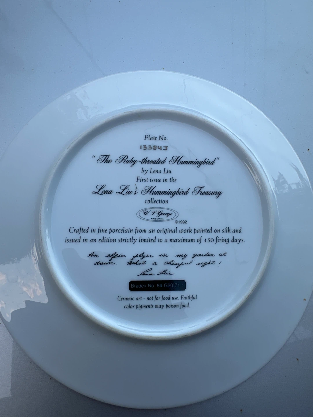 "The Ruby-throated Hummingbird" Collector Plate - photo 2