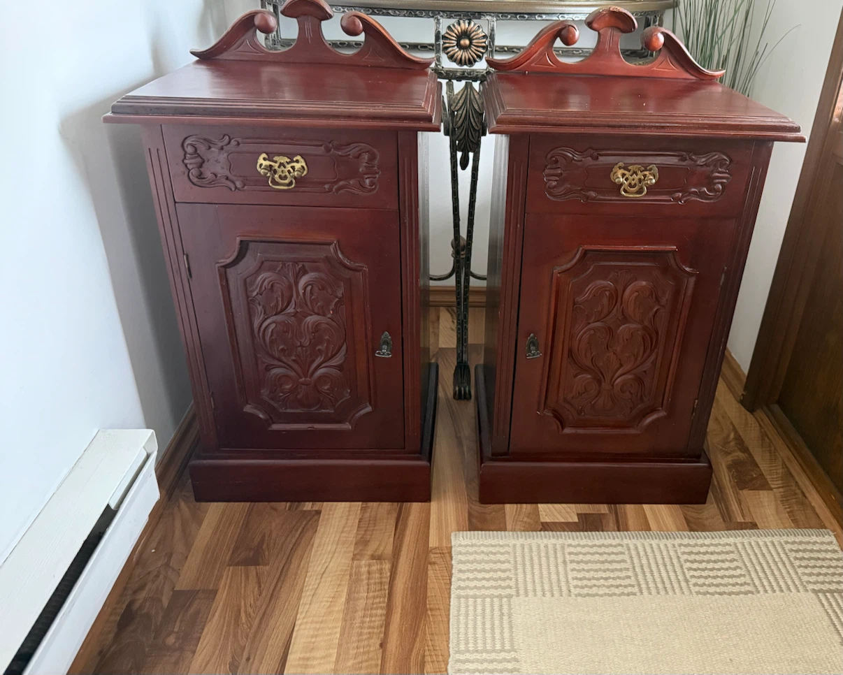 Vintage Solid Wood Nightstands – Matching Pair
