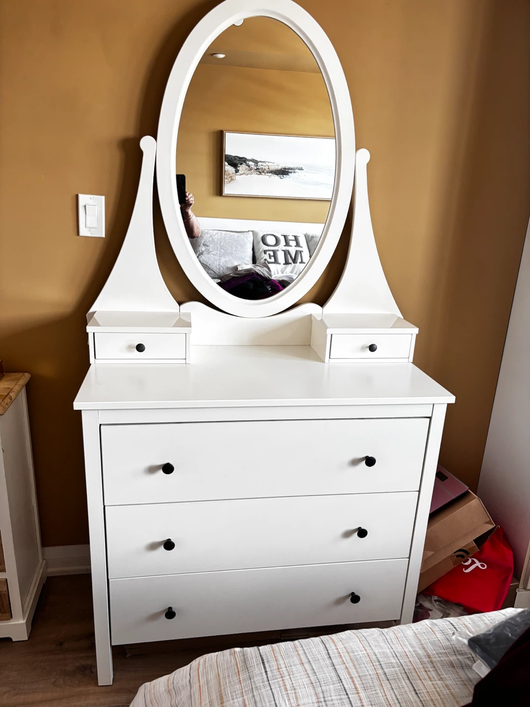 White Ikea Dresser with Oval Mirror - photo 2
