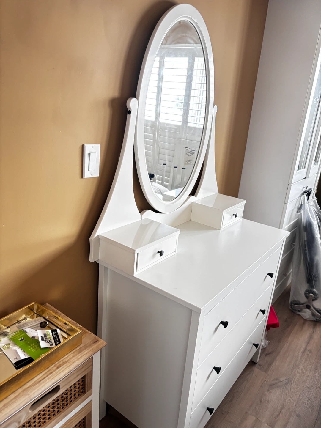 White Ikea Dresser with Oval Mirror - photo 3