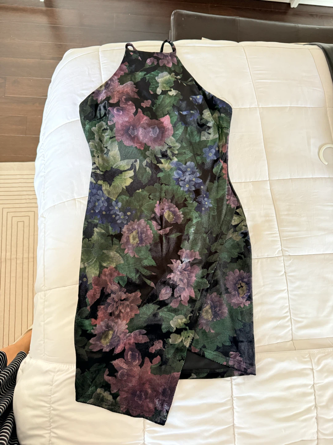 Velvet Floral Halter Dress - photo 3