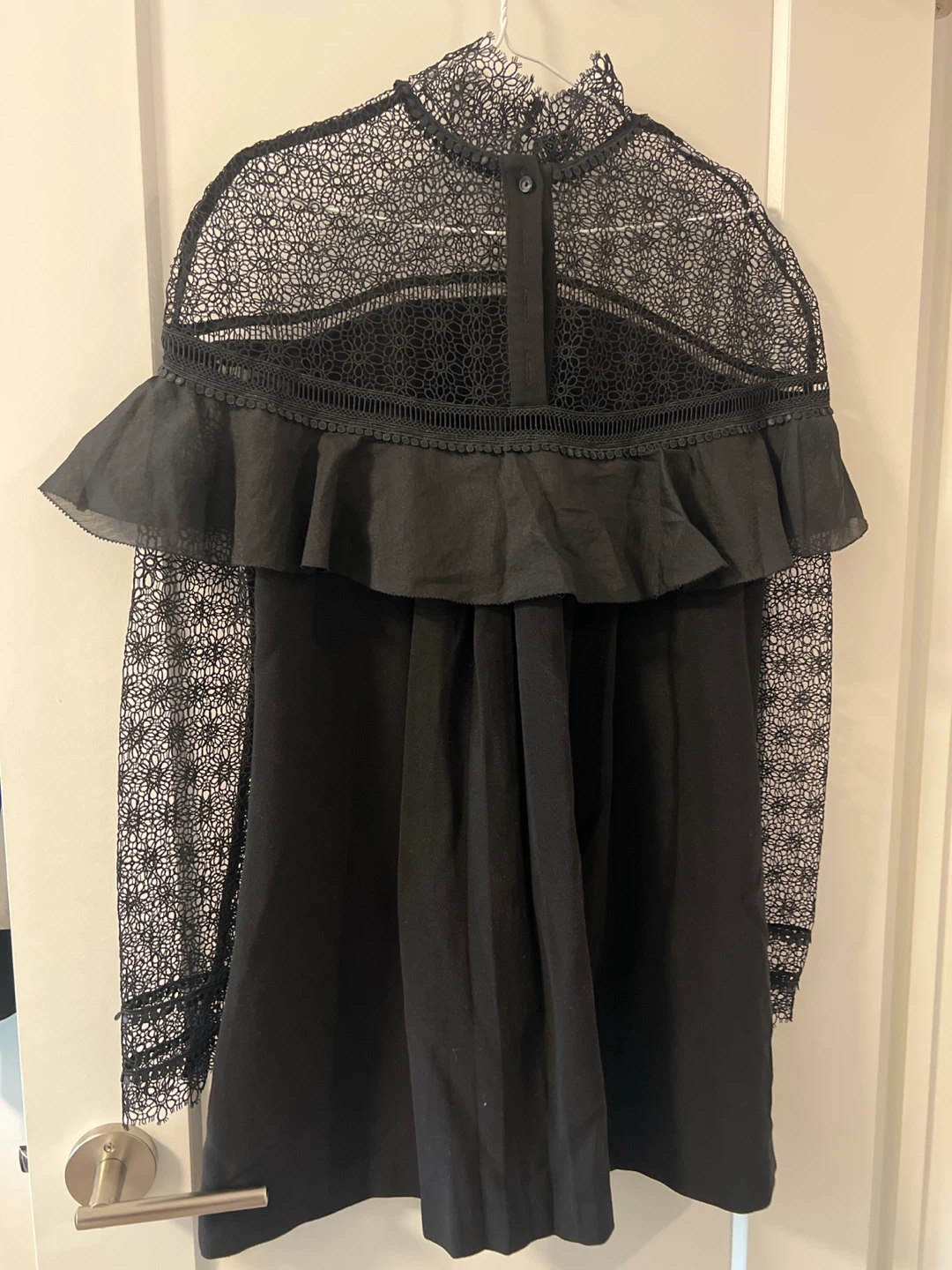 Self Portrait Black Lace Trim Dress - photo 2