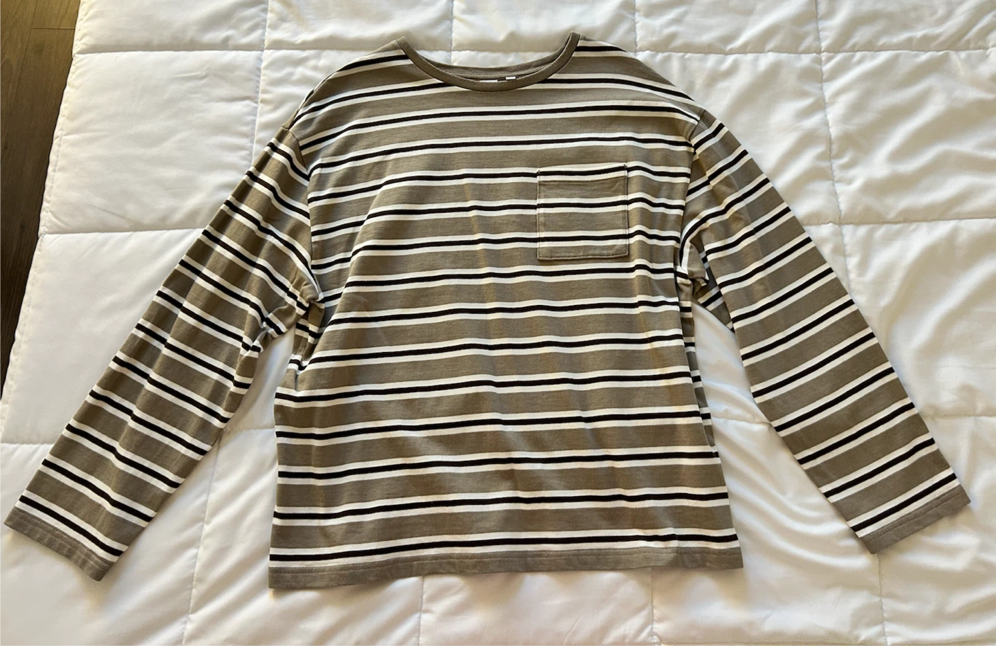 TNA by Aritzia Striped Long Sleeve Pocket T-Shirt Size L