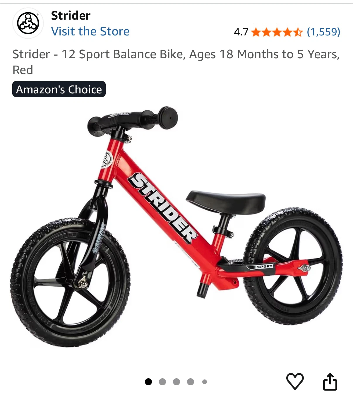 Strider 12 Sport Balance Bike - Red