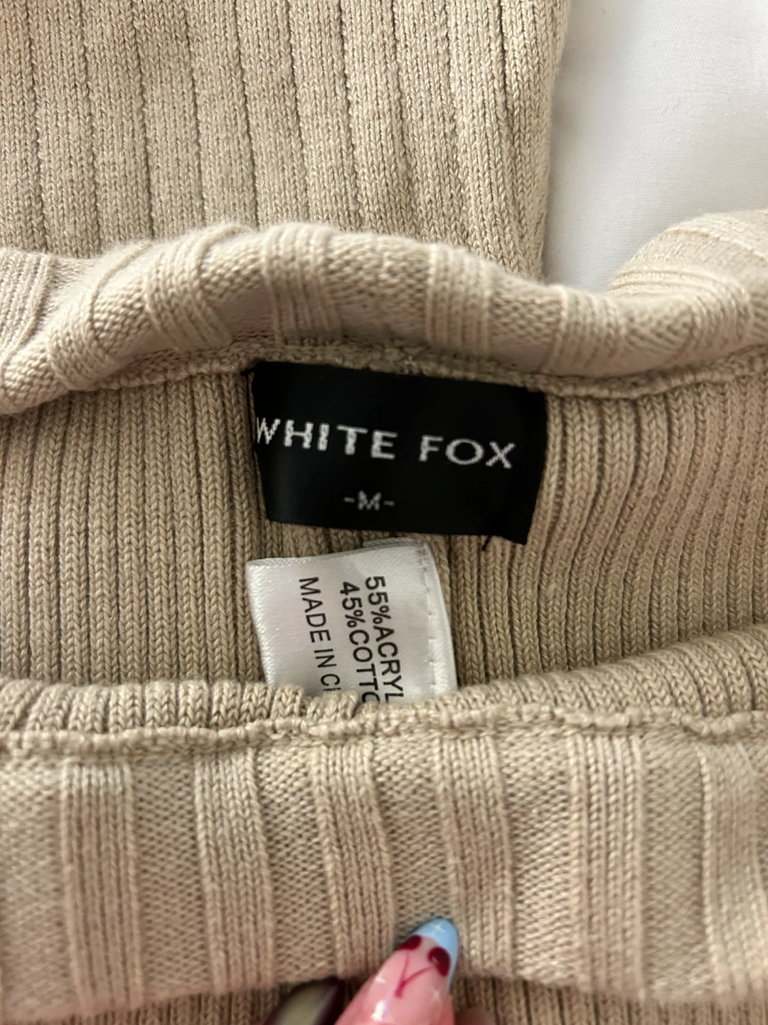 White Fox Beige Ribbed Knit Lounge Set - S/M - photo 3