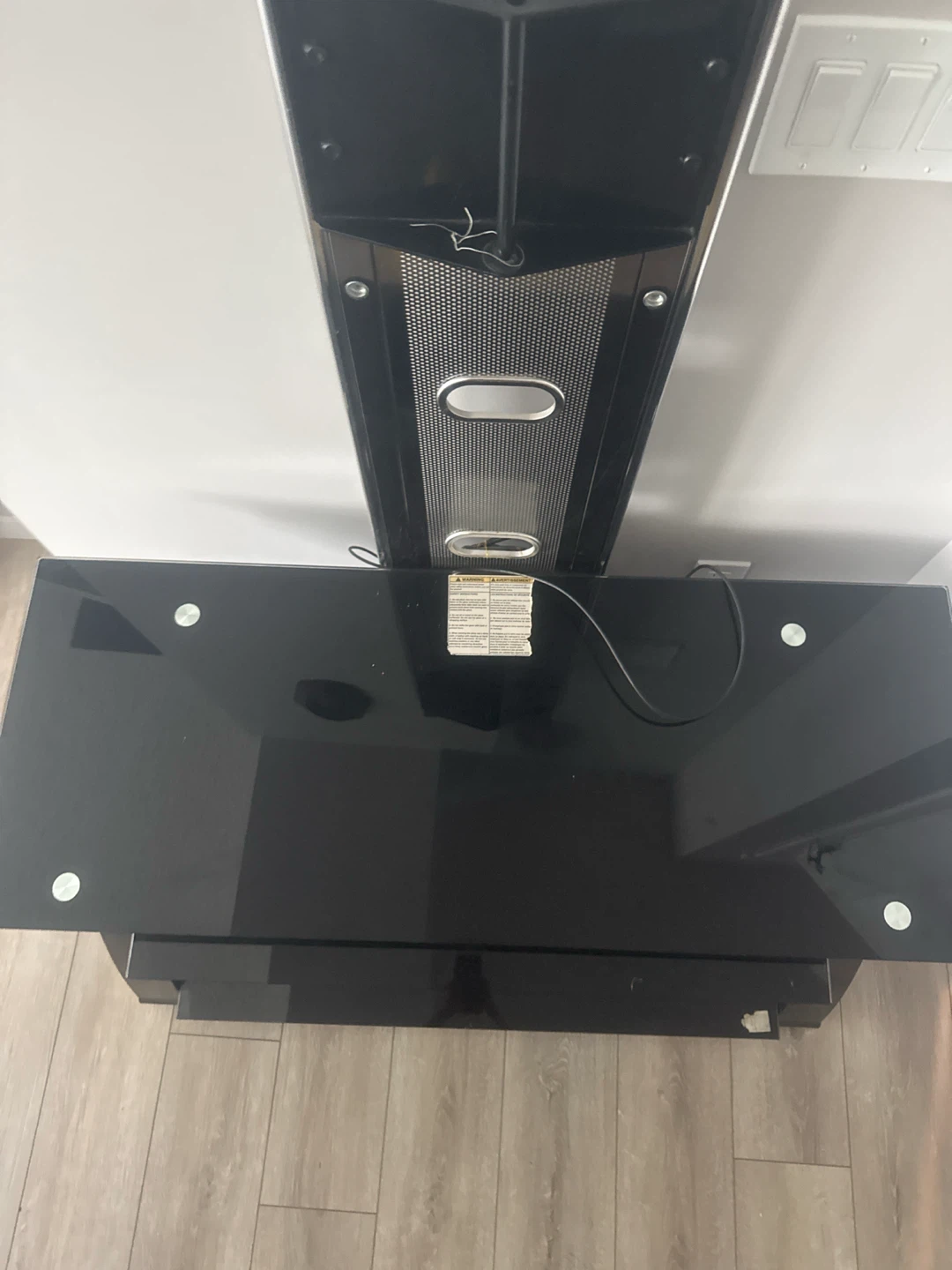Black Glass TV Stand with Shelves - photo 3