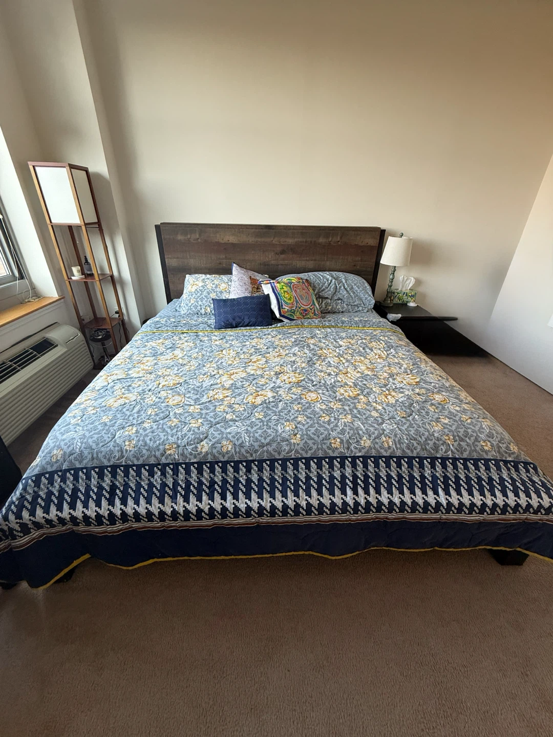 Solid Wood King Bed Frame with Rustic Headboard