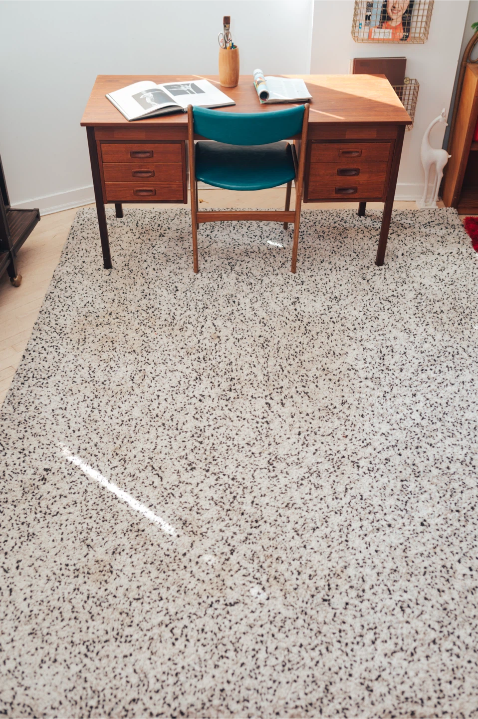 Oversized Ivory Speckled Shag Area Rug