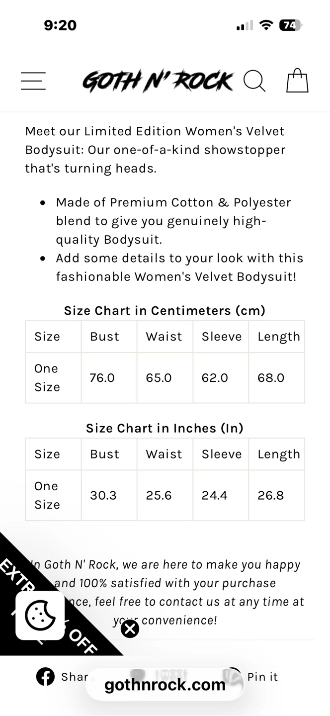 Goth N' Rock Women's Velvet Bodysuit - One Size - photo 2