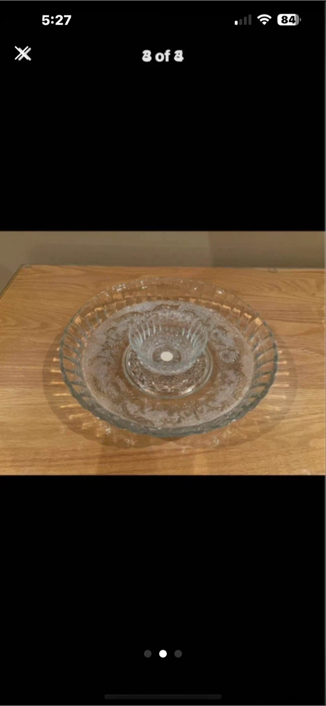 Glass Serving Platter with Dip Bowl