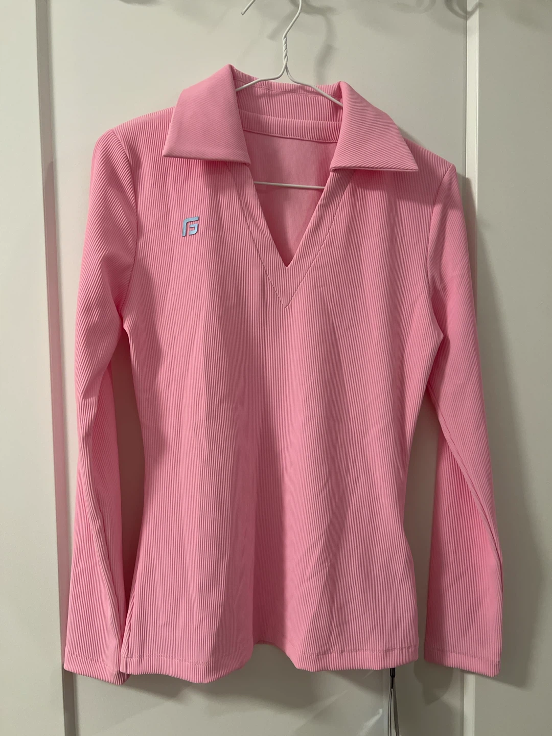 Pink Long Sleeve Polo Shirt
