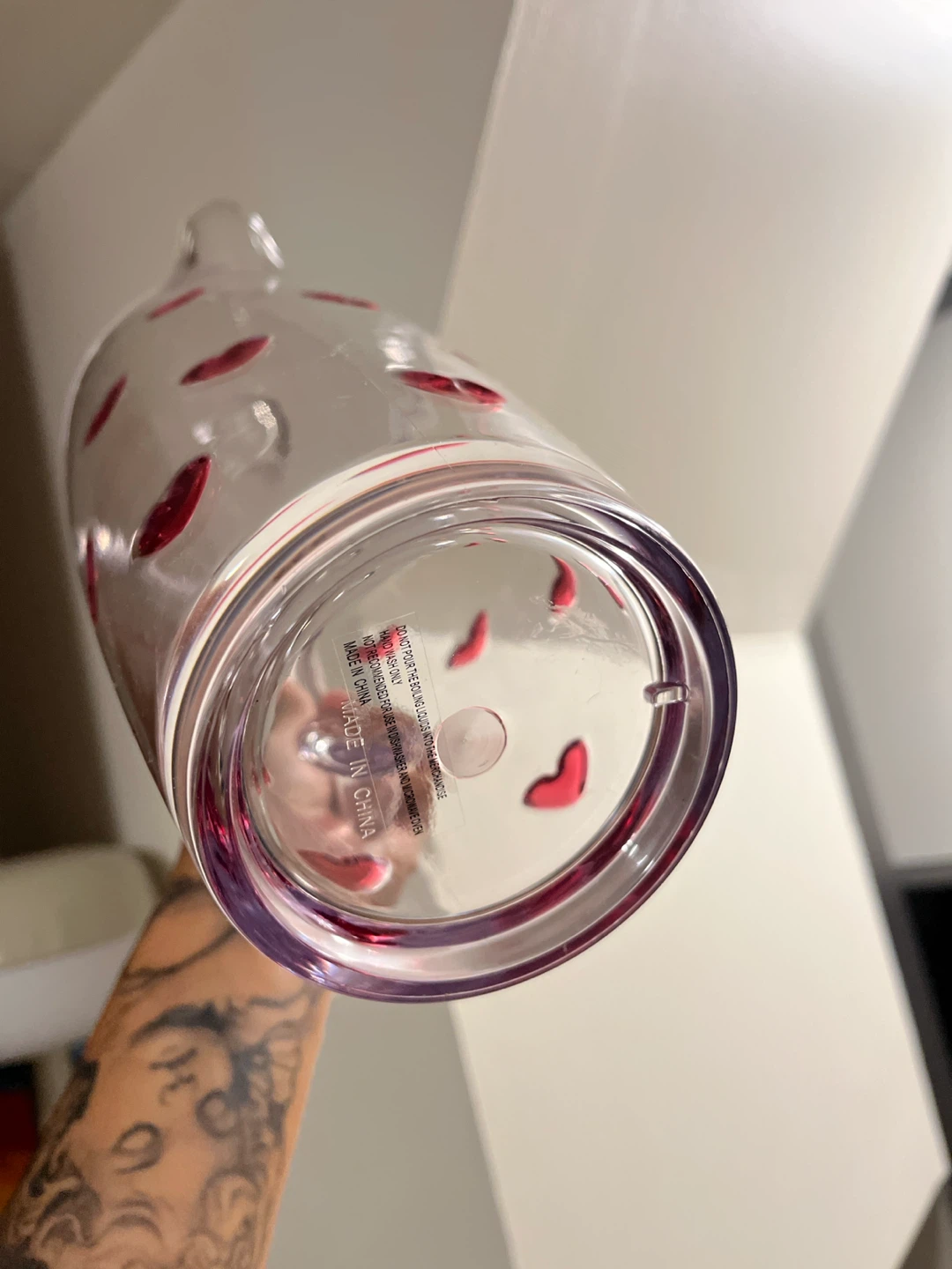 Clear Plastic Pitcher with Red Hearts - photo 3