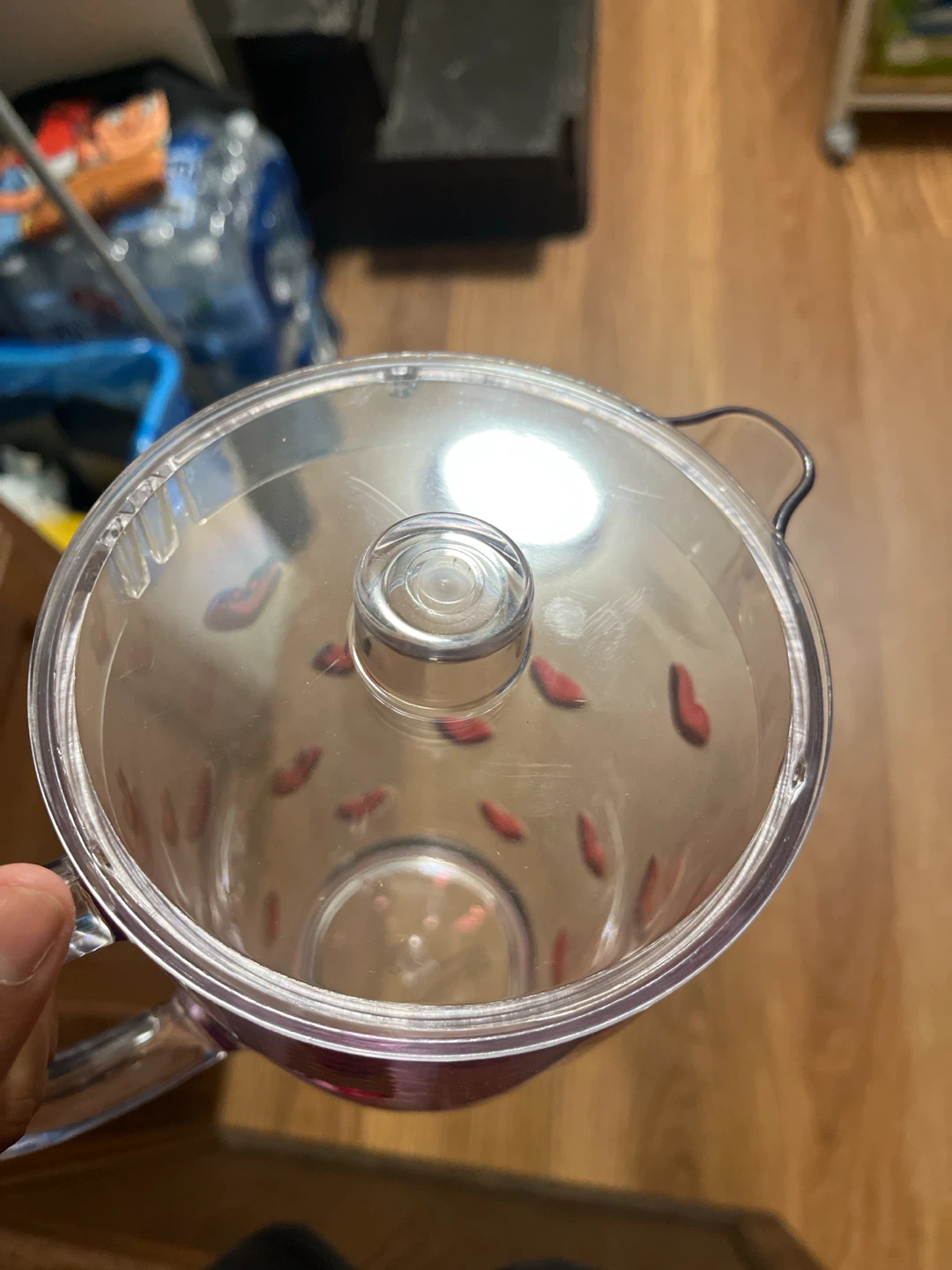 Clear Plastic Pitcher with Red Hearts - photo 4