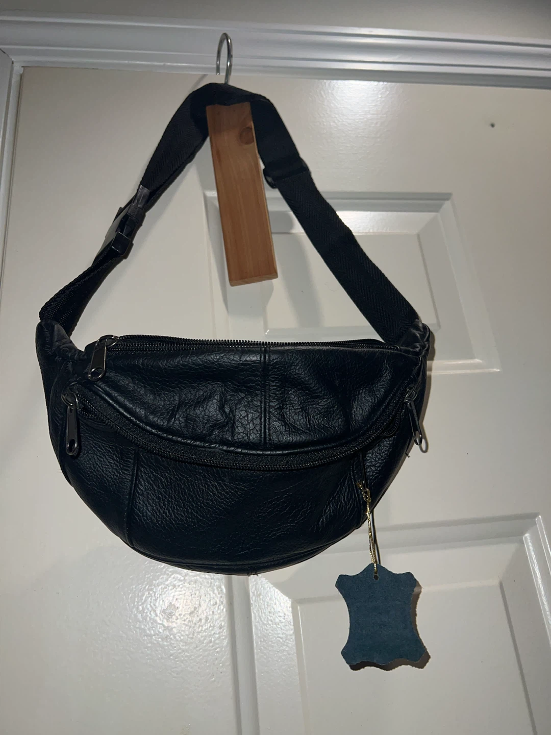 Black Faux Leather Fanny Pack