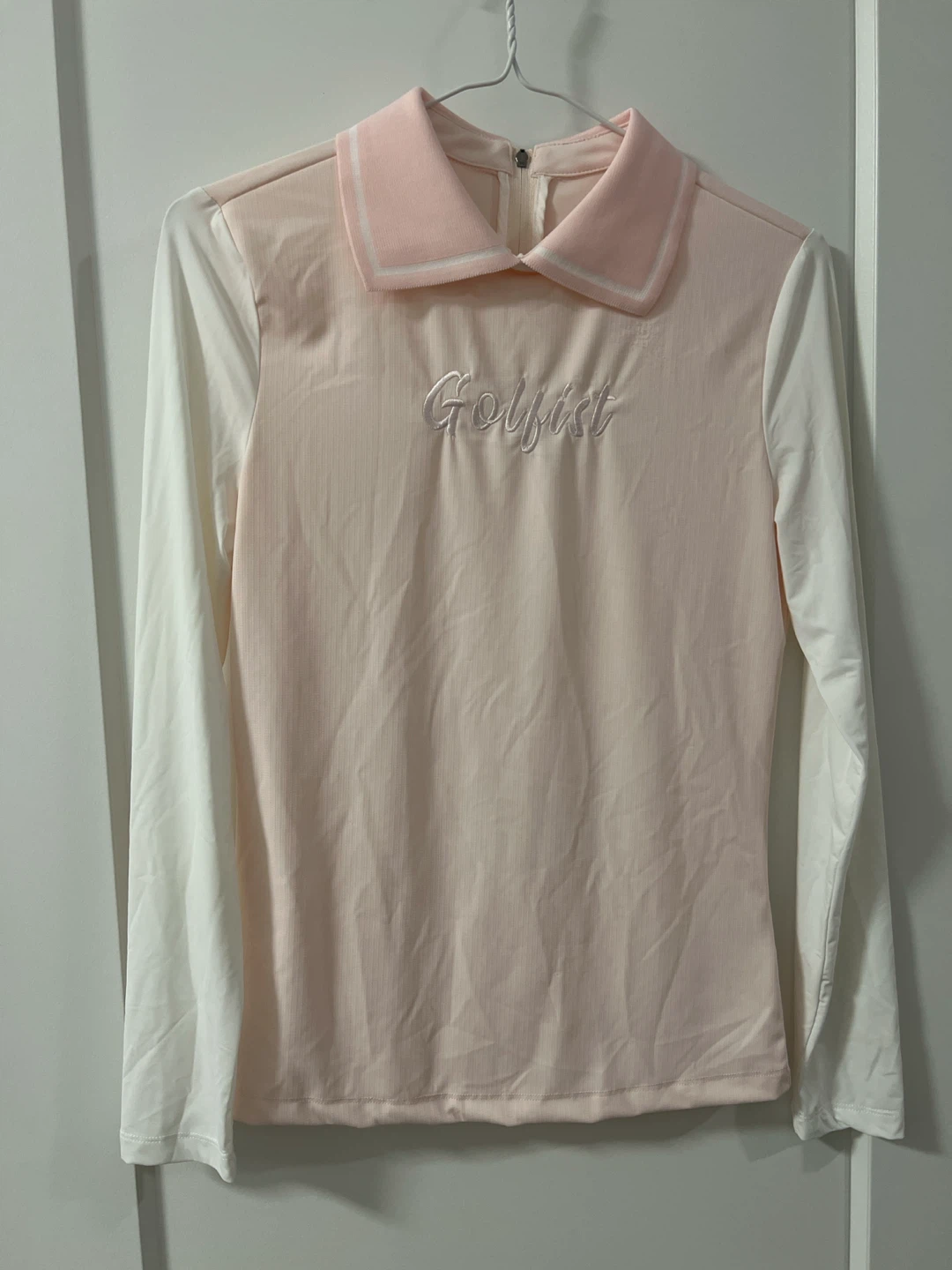 Golfist Pink and White Long Sleeve Polo Shirt