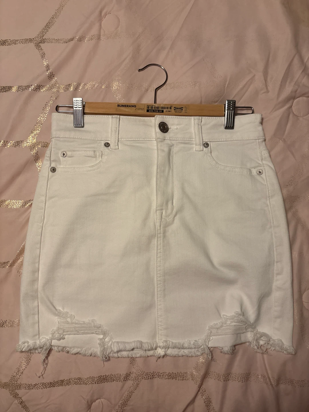 American Eagle White Denim Mini Skirt Size 4