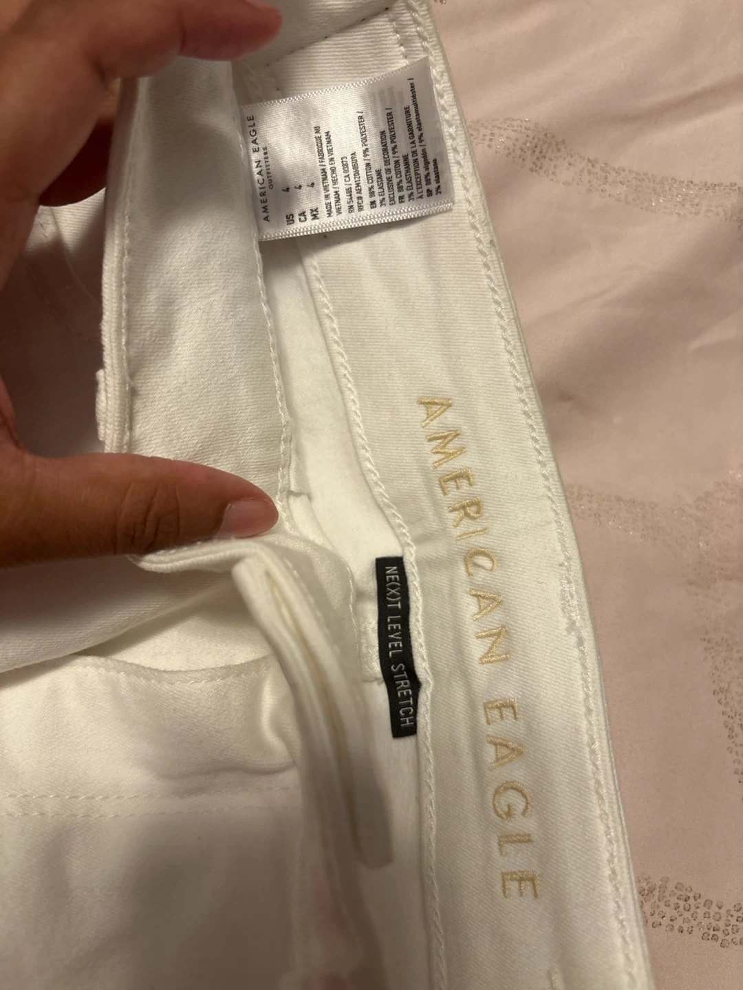 American Eagle White Denim Mini Skirt Size 4 - photo 3