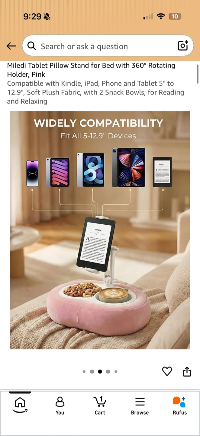 Miledi Pink Tablet Pillow Stand with 360° Rotating Holder - photo 2