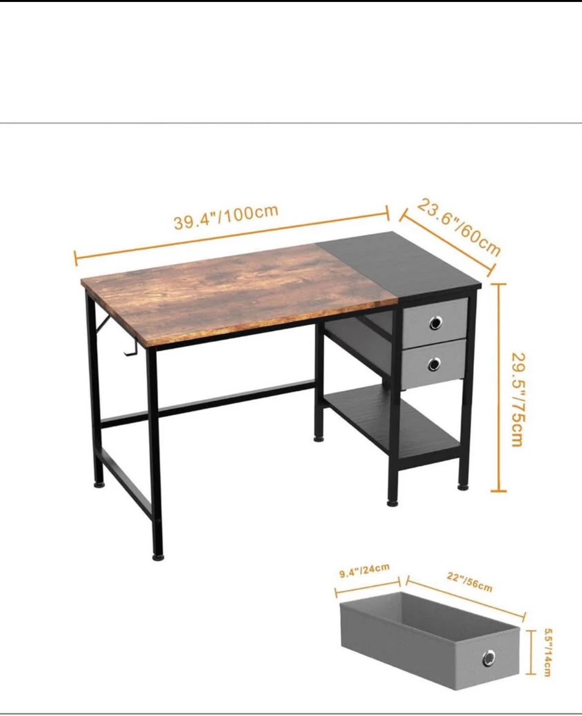 Computer Desk with Drawers and Shelves - Rustic Brown