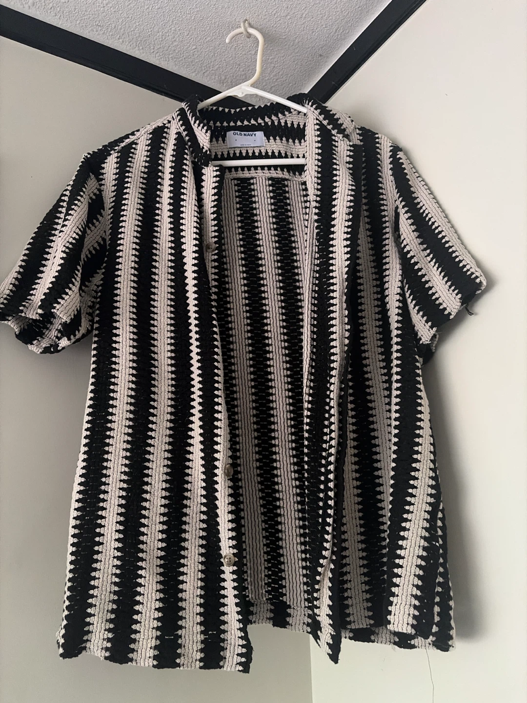 Old Navy Men's Striped Crochet Shirt