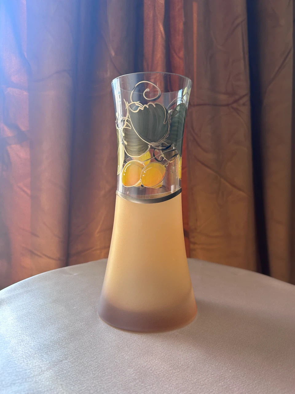 Vintage Hand-Painted Art Glass Vase - Apex Poland (Fruit Motif) - photo 2