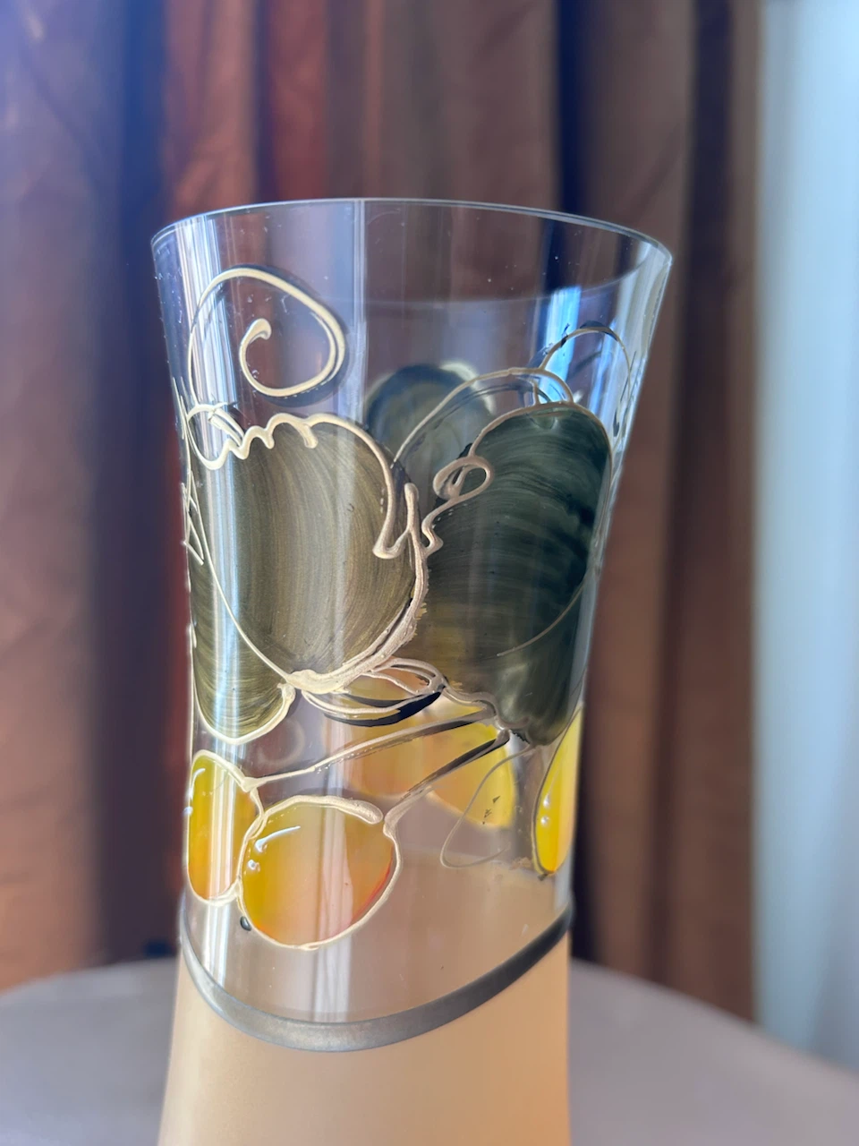 Vintage Hand-Painted Art Glass Vase - Apex Poland (Fruit Motif) - photo 3