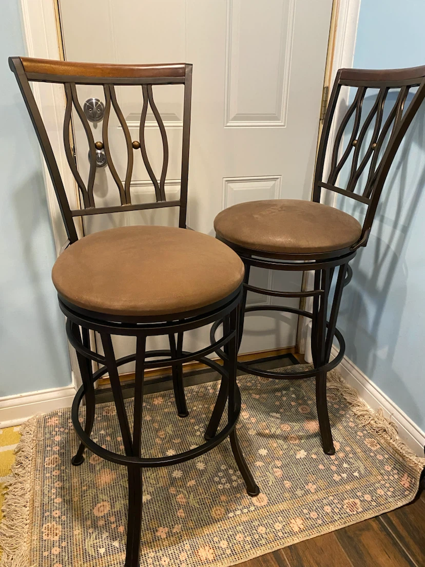 Set of 2 Brown Swivel Bar Stools
