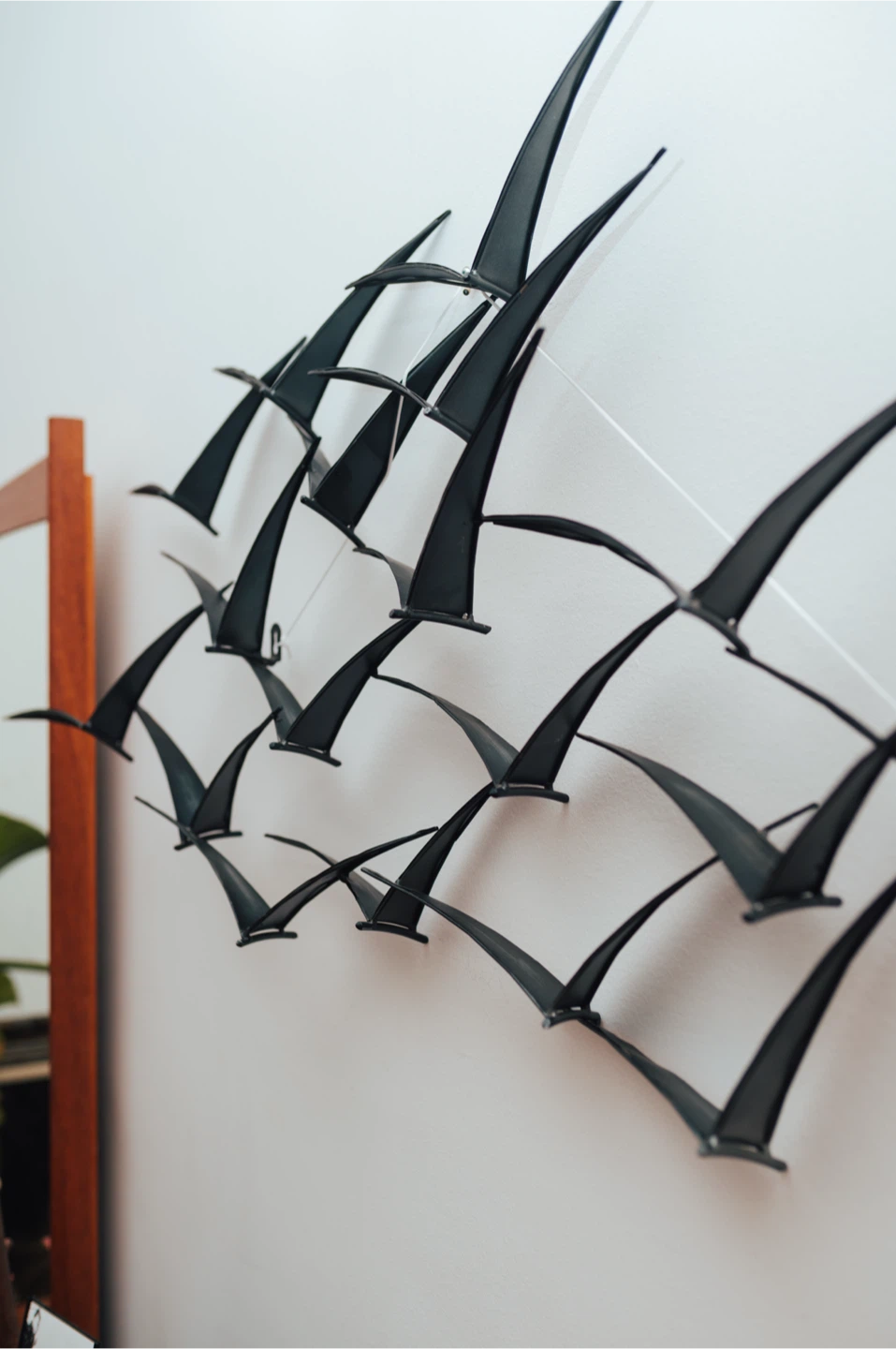 Mid-Century Modern Metal Flock of Birds Wall Sculpture - photo 2