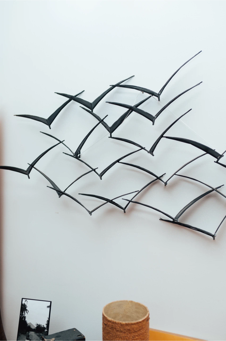 Mid-Century Modern Metal Flock of Birds Wall Sculpture - photo 3