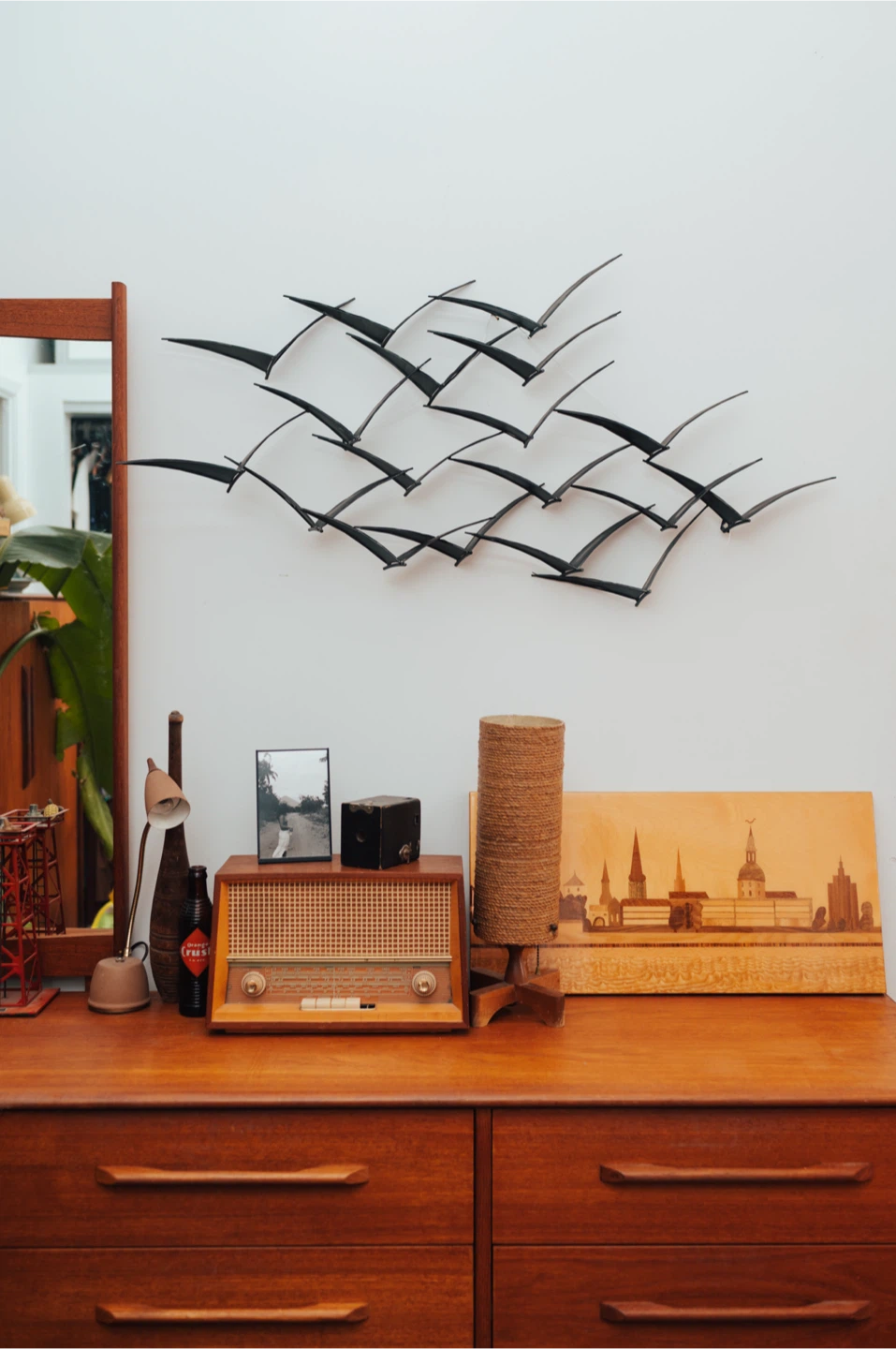 Mid-Century Modern Metal Flock of Birds Wall Sculpture - photo 4