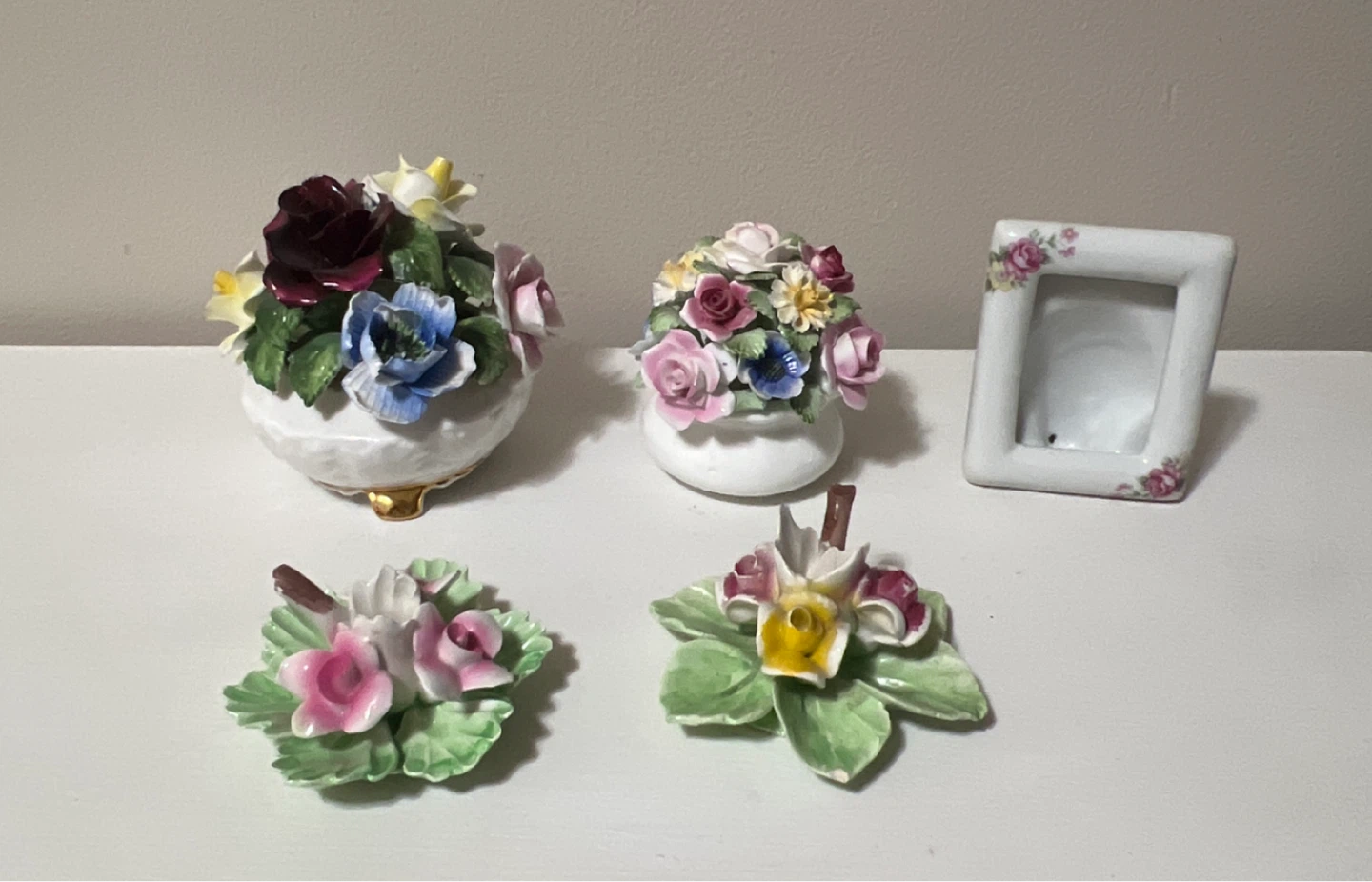 Vintage Capodimonte (Italy) & Staffordshire Porcelain Floral Lot