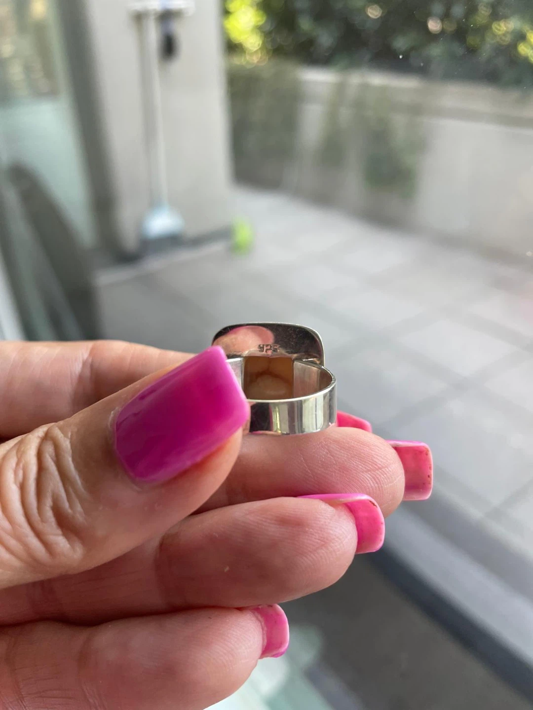 Genuine Tan Agate sterling silver vintage ring - photo 3