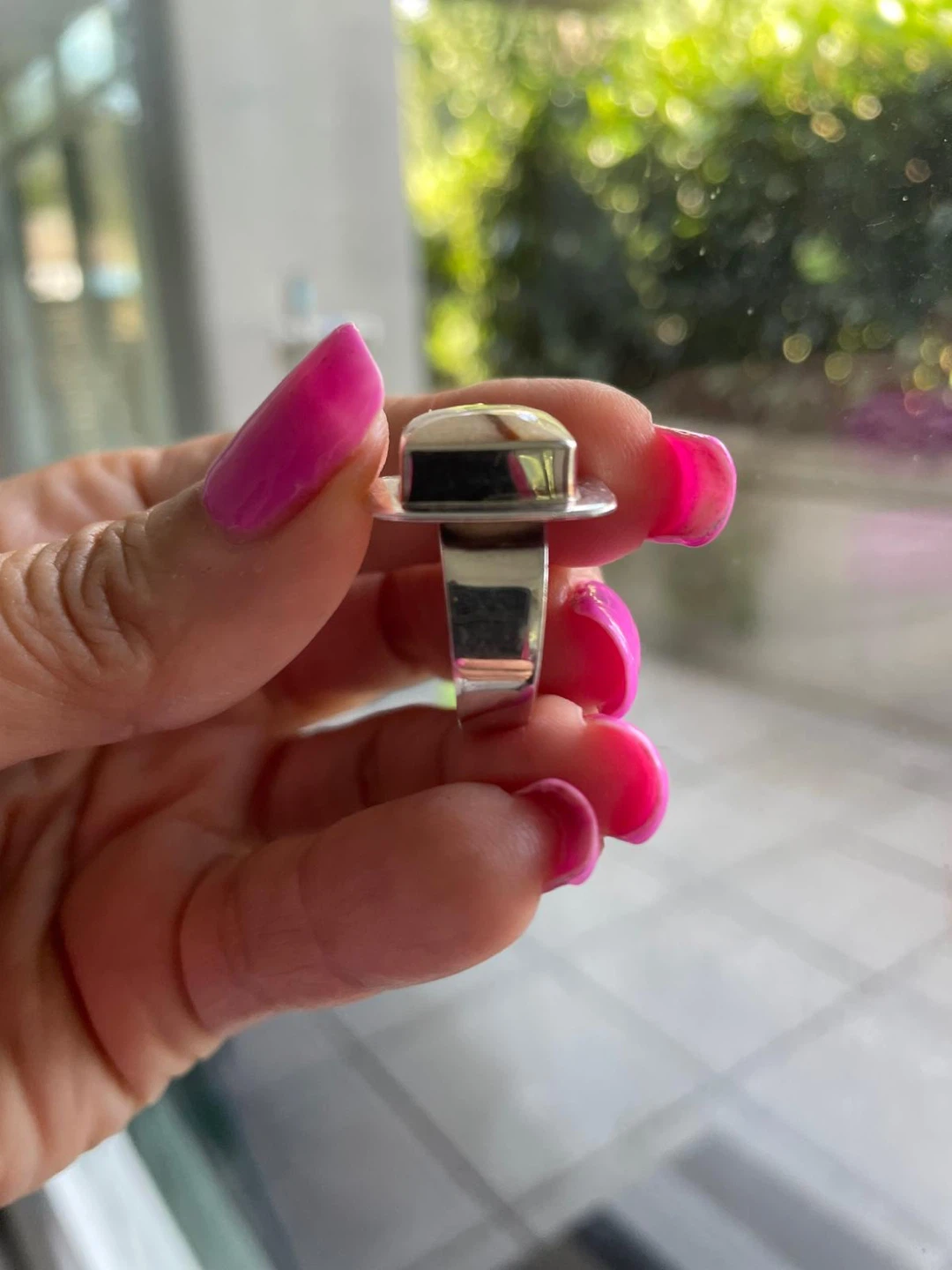 Genuine Tan Agate sterling silver vintage ring - photo 4