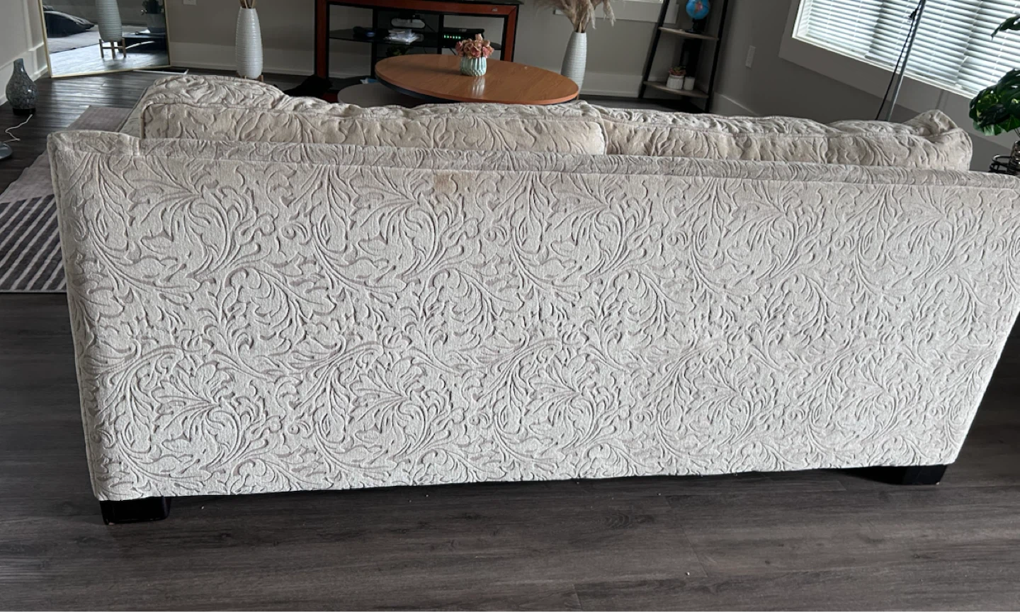 Beige Loveseat Sofa with Floral Pattern - photo 4