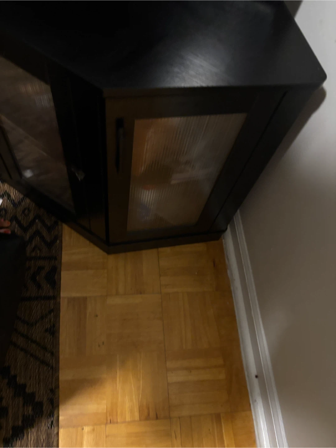 Black Corner TV Stand with Glass Doors - photo 4