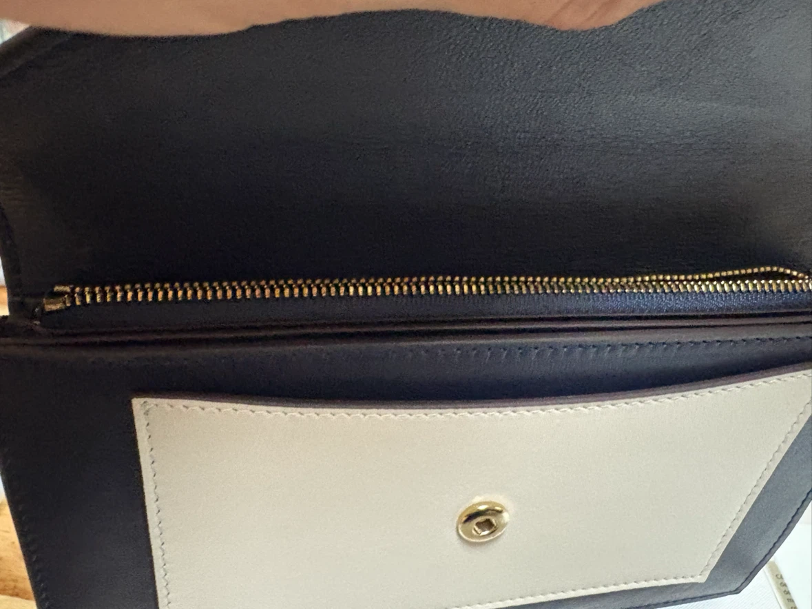 Celine Leather Envelope Wallet Clutch Navy White Yellow - photo 5