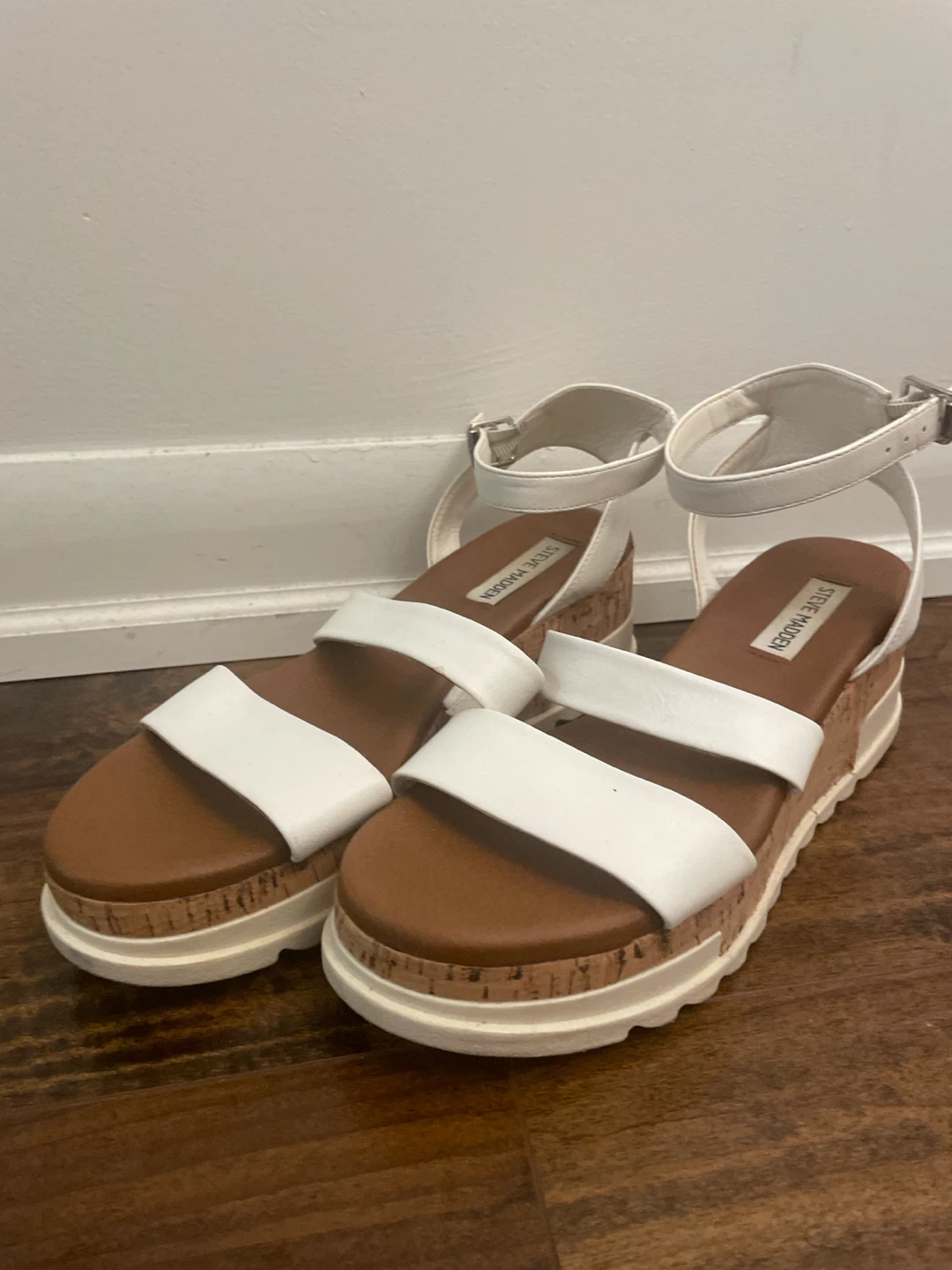 Steve Madden White Platform Sandals
