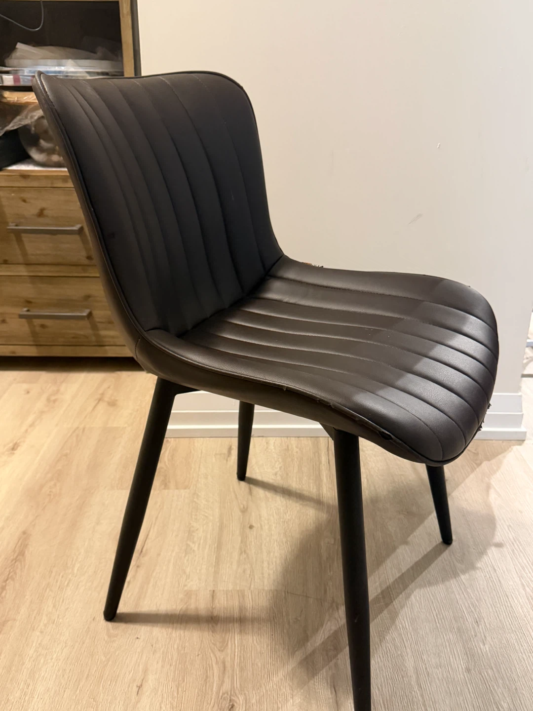 Dark Brown Faux Leather Dining Chair - photo 2