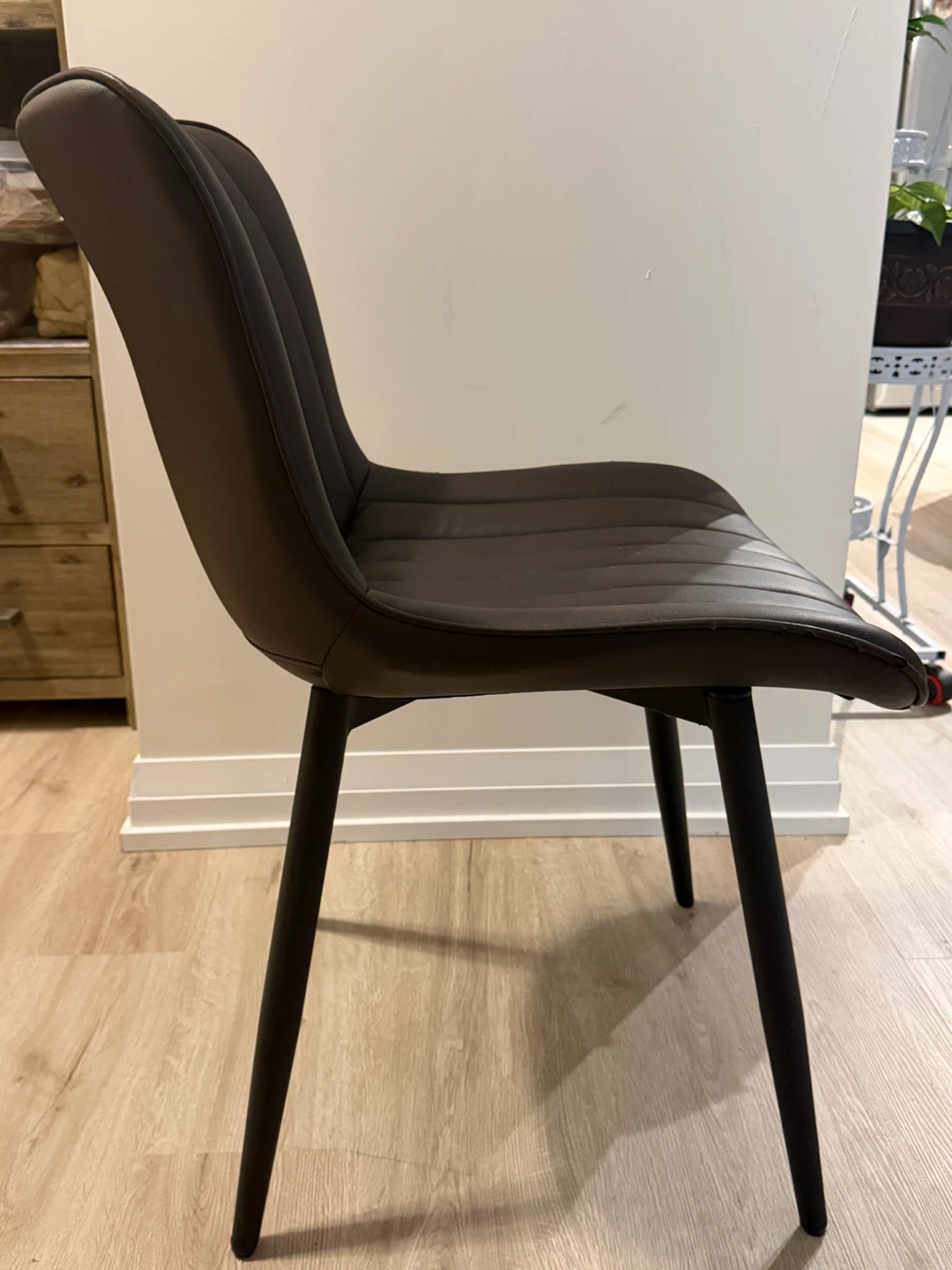 Dark Brown Faux Leather Dining Chair - photo 3