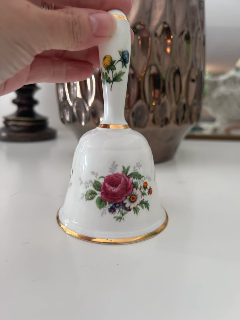 Vintage Ceramic Bell with Floral Design