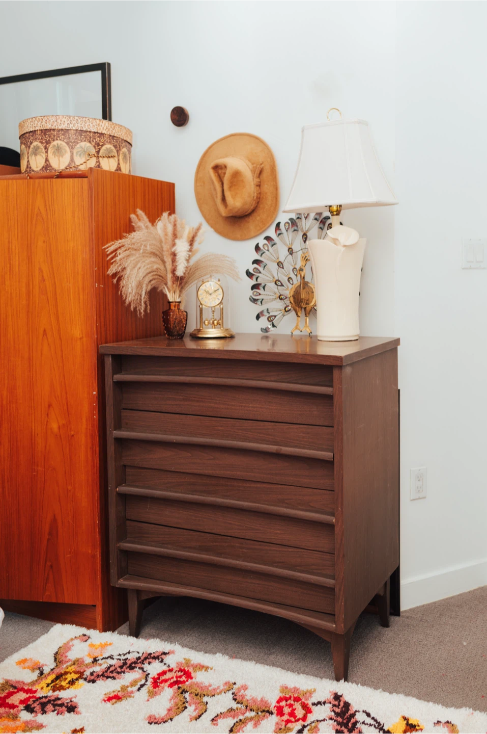 Vintage Mid-Century Five-Drawer Tallboy Dresser