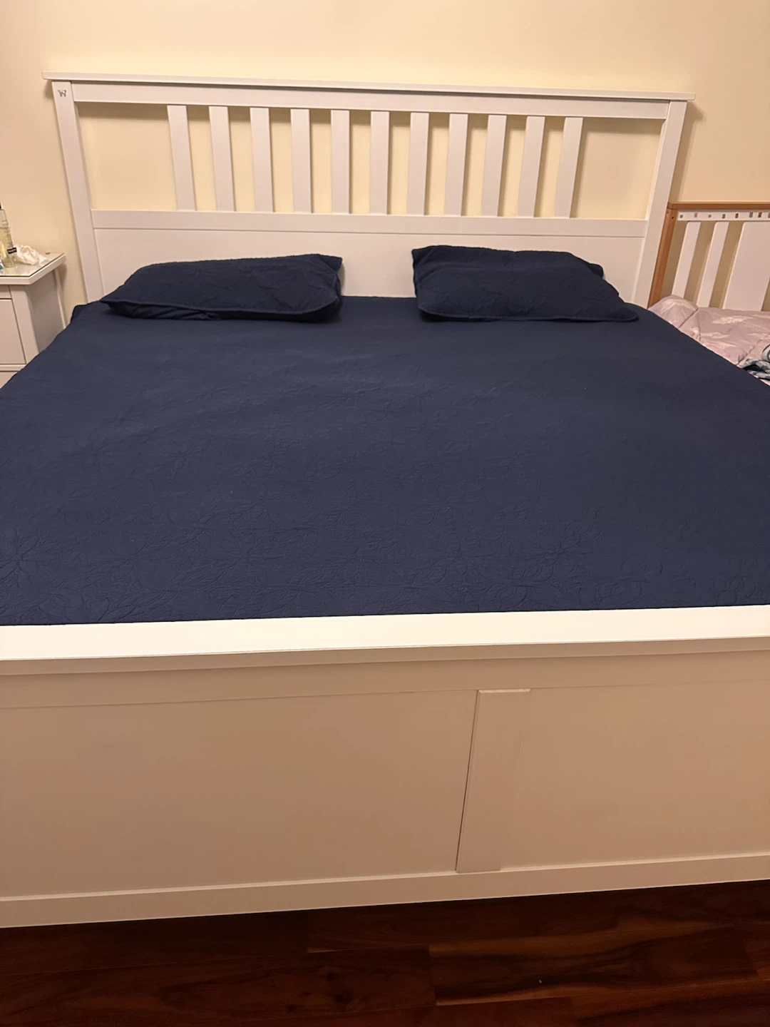 White Wooden king size Bed Frame