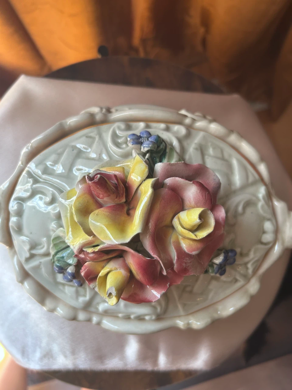 Decorative Ceramic Tureen with Floral Lid - Made in Italy - photo 2