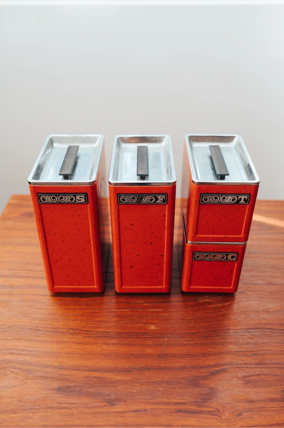 1970s Retro Orange Kitchen Canister Set (Set of 4) - photo 2