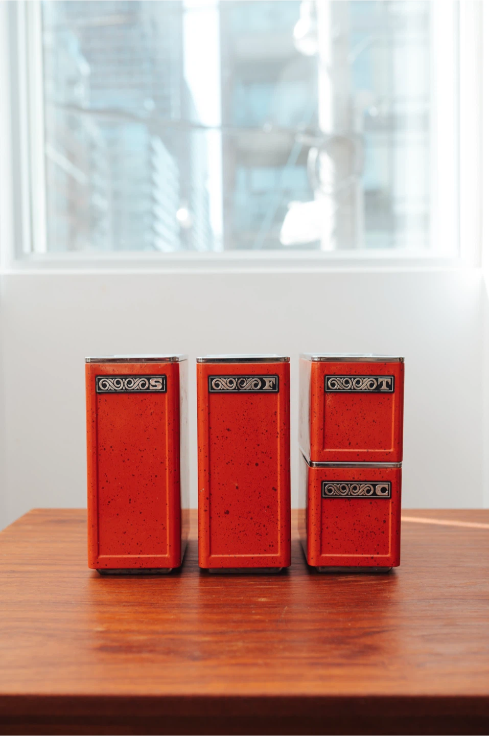 1970s Retro Orange Kitchen Canister Set (Set of 4) - photo 3